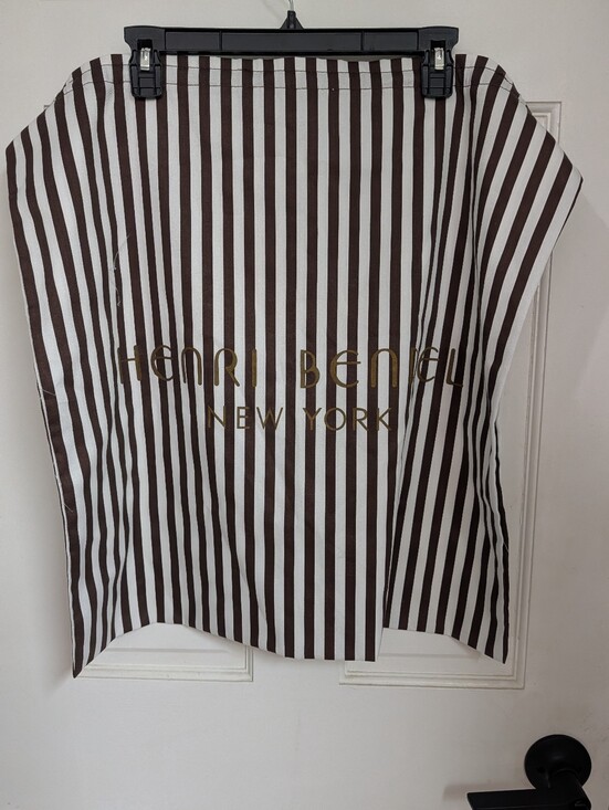 henri bendel Handbags - henri bendel Brown and White Striped Logo Large Dust Bag